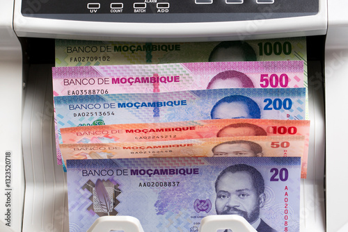 Mozambican metical in the counting machine
