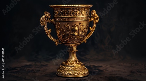 Gold Cup: A beautifully finished gold cup, designed for ceremonial purposes or as an award, symbolizing honor and achievement with its elegant finish.
