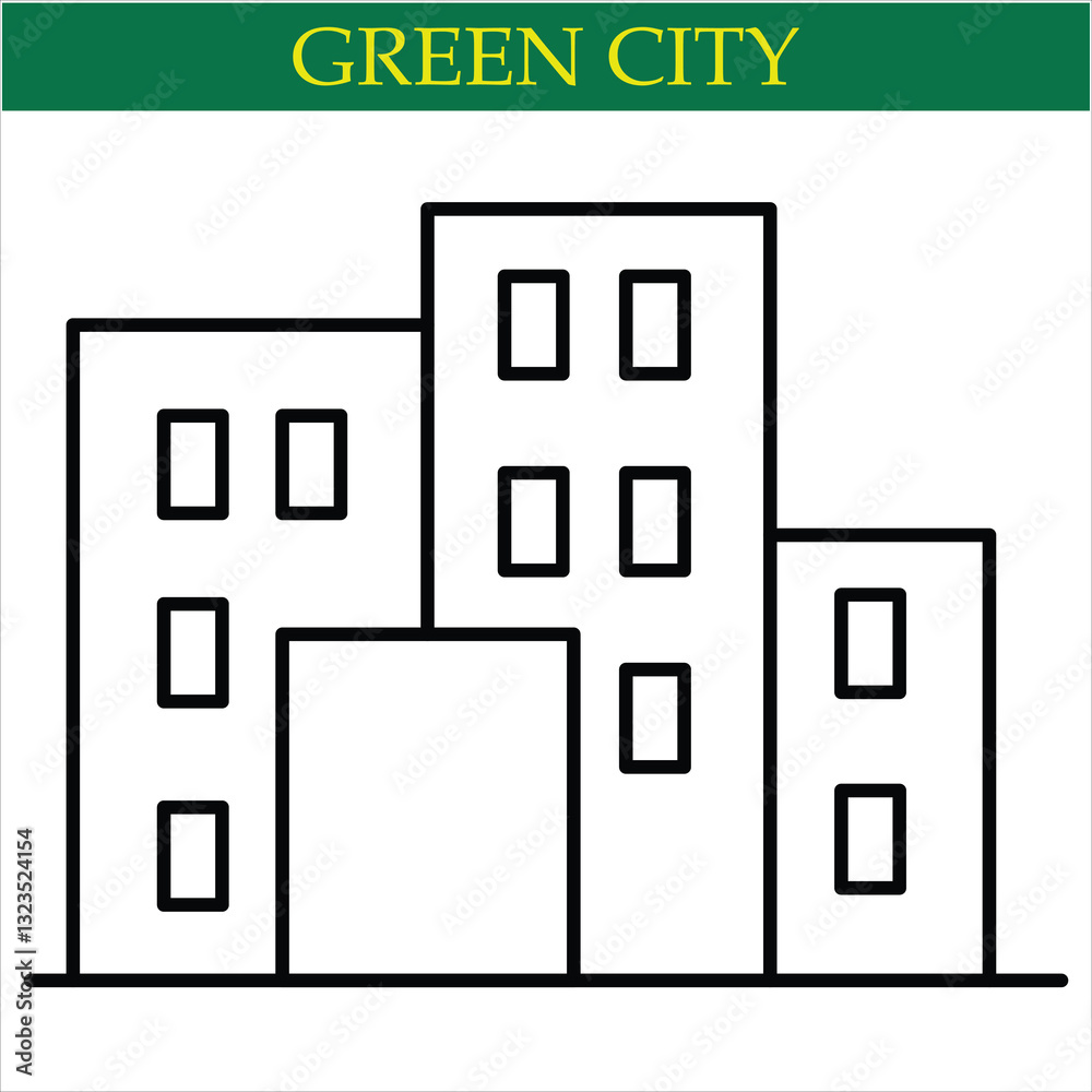 Green City Vector Line Icon art by illustrator eps 10. Green City Vector Line Icon art by illustrator eps 10.