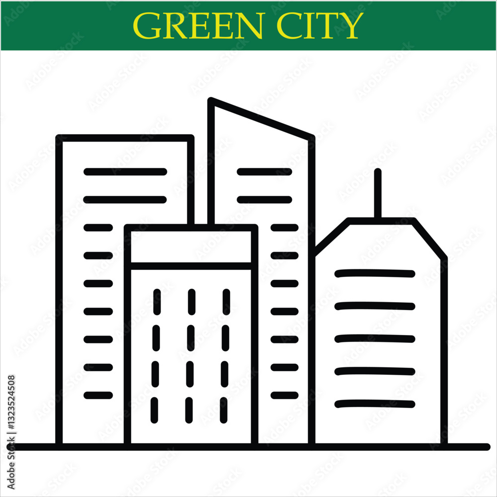 Green City Vector Line Icon art by illustrator eps 10. Green City Vector Line Icon art by illustrator eps 10.