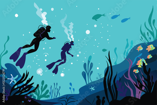 Ethereal underwater metaverse scene; coral reefs, bioluminescent creatures,  futuristic structures, and a single diver exploring.