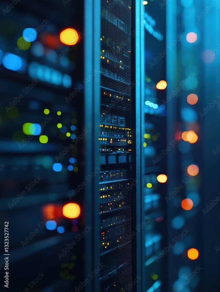 Advanced server positioned in modern server room showcasing organizational structure and design Advanced server positioned in modern server room showcasing organizational structure and design