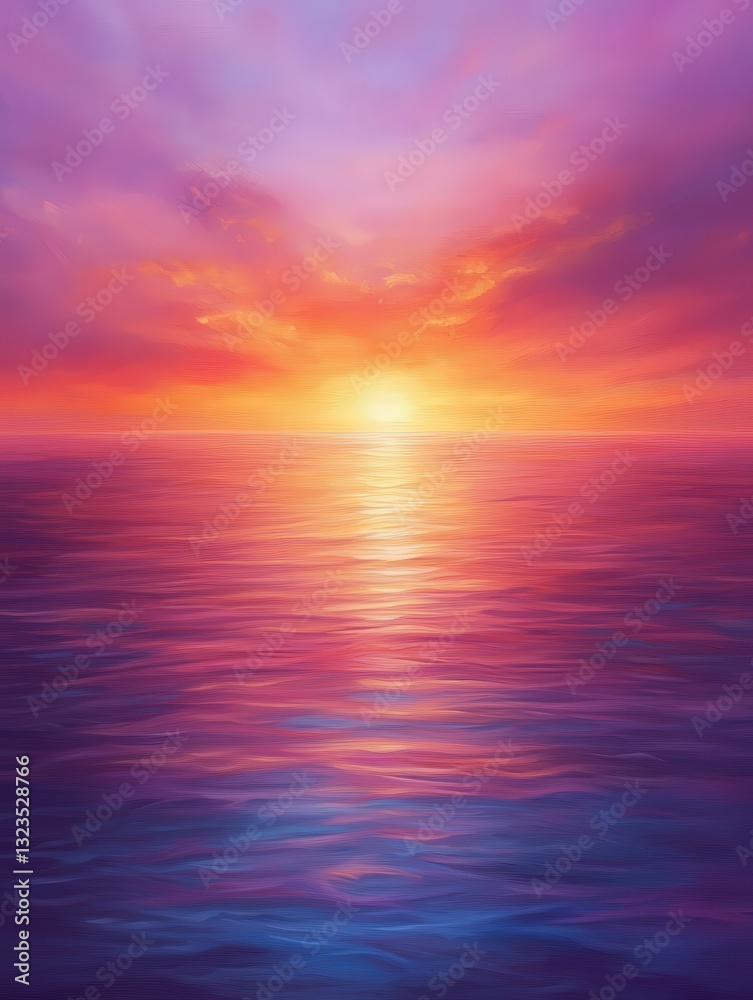 Fototapeta premium Stunning sunset over the ocean with vibrant colors and dramatic clouds lighting up the sky