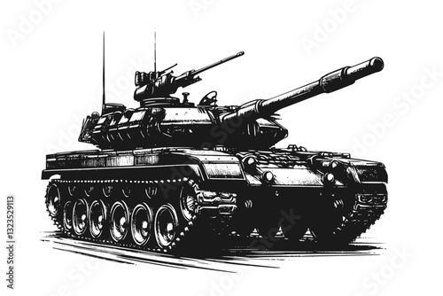 Generative AI: Military Tank (Vector Pen Drawing)
