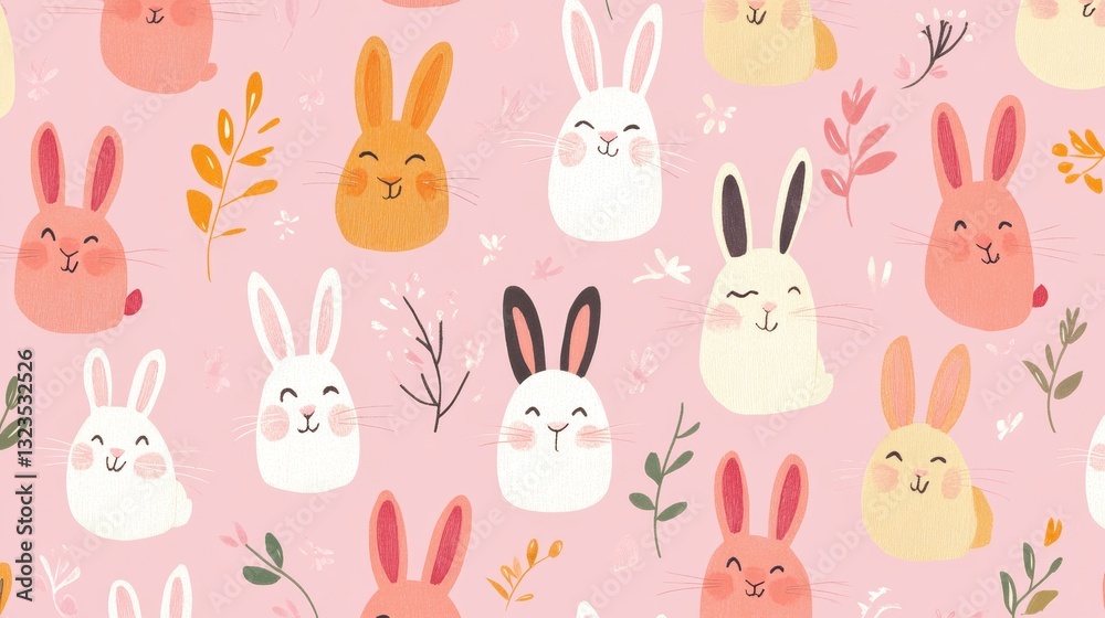 Cute bunny seamless pattern design. Vector illustration. Cute bunny seamless pattern design. Vector illustration.