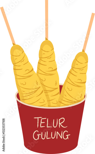 Egg roll Indonesian food illustration