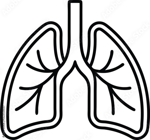 Human lungs line art vector illustration,lungs out line icon