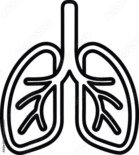 Human lungs line art vector illustration,lungs out line icon