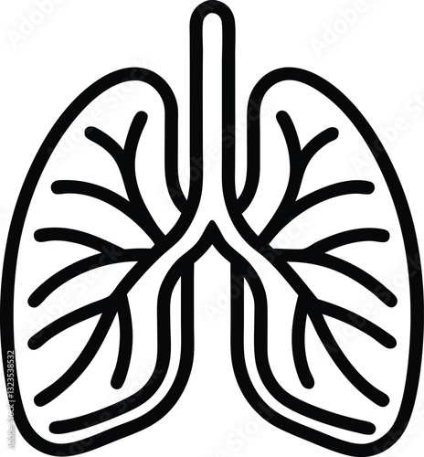 Human lungs line art vector illustration,lungs out line icon