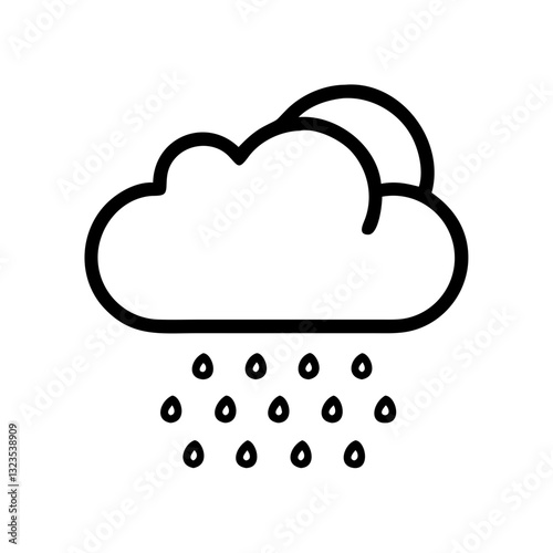 Rain or shower icon illustration with cloud and raindrops in minimalistic design