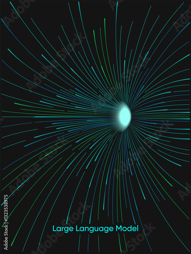 Illustration of abstract stream. Artificial intelligence. Big data, technology, AI, data transfer, data flow, large language model, generative AI