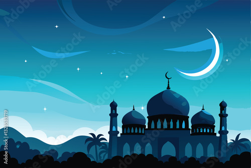 A serene night scene depicting a crescent moon nestled amongst countless twinkling stars in a dark, clear sky.  Evoke tranquility and peace.