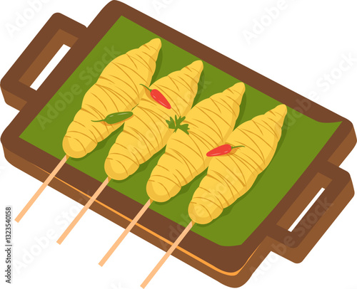 Egg roll Indonesian food illustration