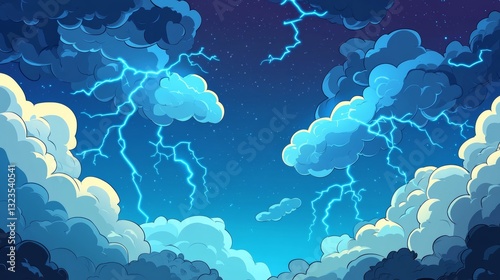 abstract comic background with lightning and cartoon cloud element photo