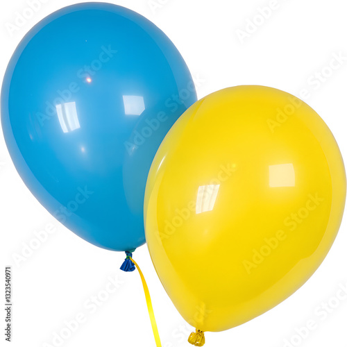 Blue and Yellow balloon on transparent background
