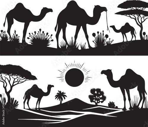 Desert Camel Silhouette Bundle | Arabic Nomadic SVG Pack 