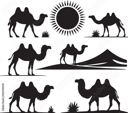 Desert Camel Silhouette Bundle | Arabic Nomadic SVG Pack 