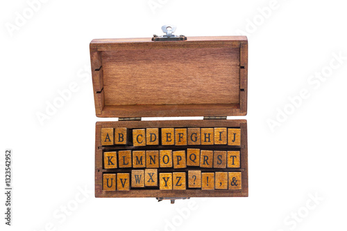 Vintage Wooden Alphabet Stamp Set | Retro Letterpress Box