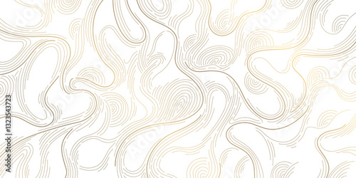 Vector white and gold line luxury organic pattern. Japanese style abstract wave, elegant water, contour, topography, cloud elegant texture. Premium fancy minimal template.