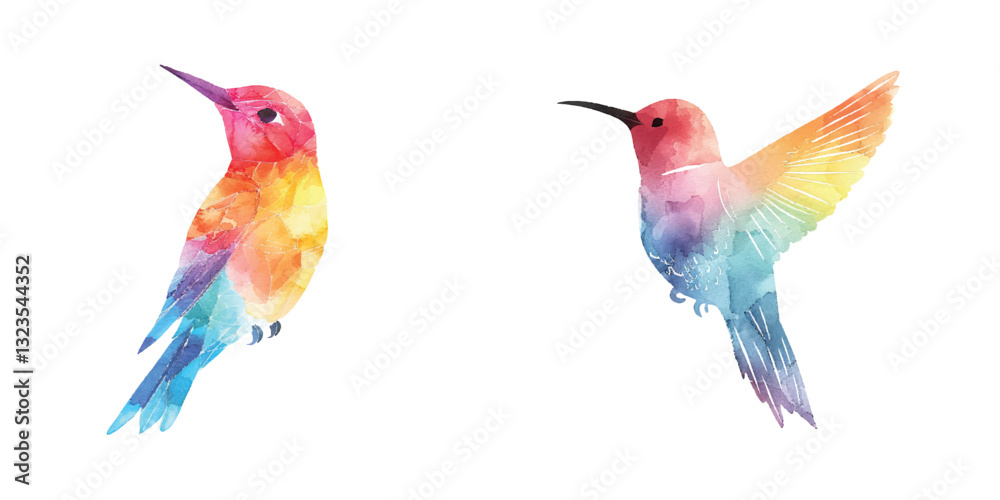 Fototapeta premium abstract color silhouette of hummingbird watercolor vector illustration