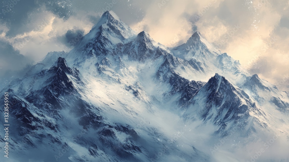 Generic Digital Painting View Snow Mountain Generators Generic Digital Painting View Snow Mountain Generators