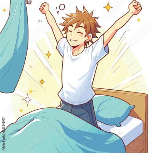 vector illustration of a person waking up