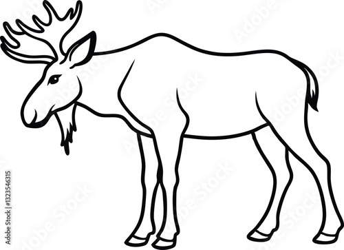 moose line art, moose vector illustration,moose out line