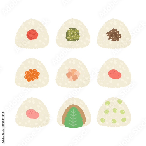 おにぎり　種類　イラストセット