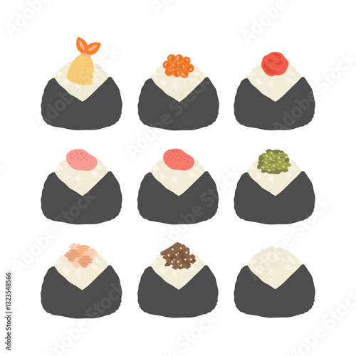 おにぎり　種類　イラストセット