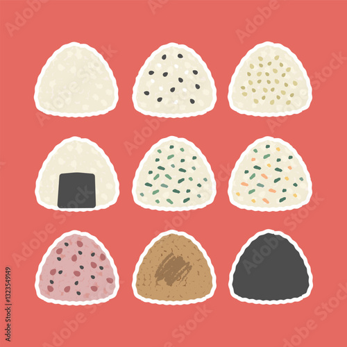 おにぎり　種類　イラストセット