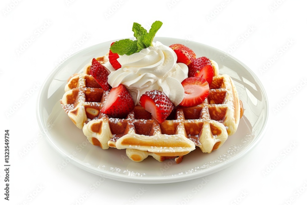 Delicious Belgian Waffles with Strawberries Delicious Belgian Waffles with Strawberries