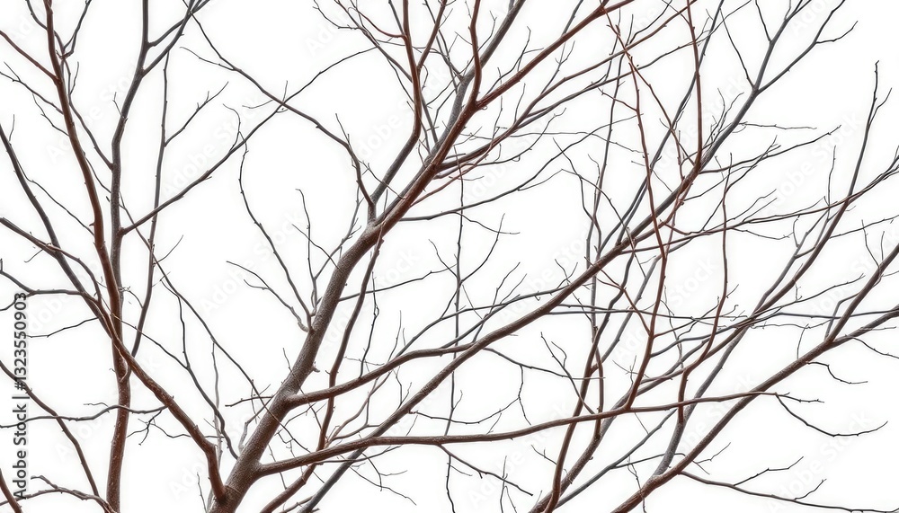 Bare, intertwined branches against pure white backdrop, clean, tree Bare, intertwined branches against pure white backdrop, clean, tree