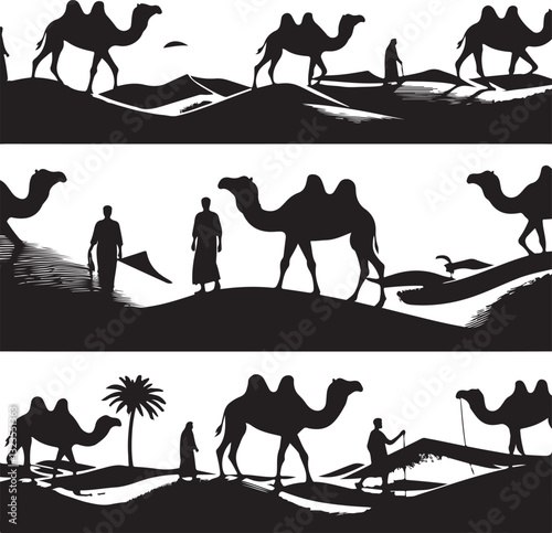 Desert Camel Silhouette Bundle | Arabic Nomadic SVG Pack 