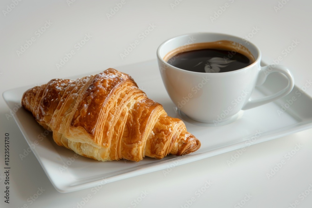 Freshly Baked Croissant with Coffee Freshly Baked Croissant with Coffee