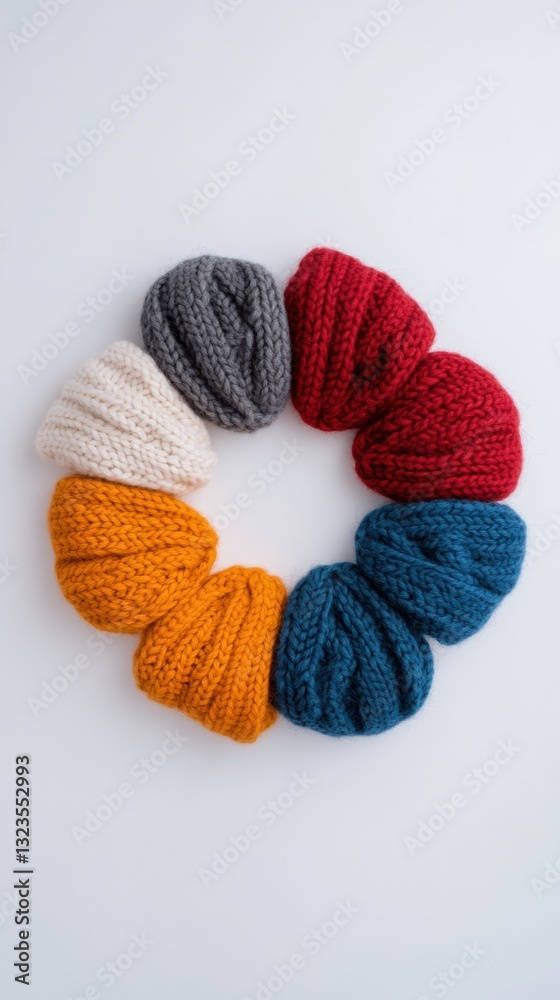 Inclusive Diversity Circle Multicultural Knitted Textures Showcasing Community Connection, Equity, and Collaborative Design Innovation