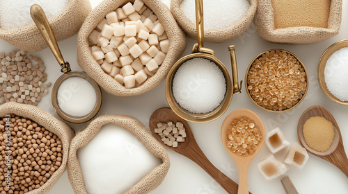 Variety of Indian Sugars in Burlap Sacks – Unrefined Cane Sugar, Jaggery, and Natural Sweeteners for Authentic Cooking