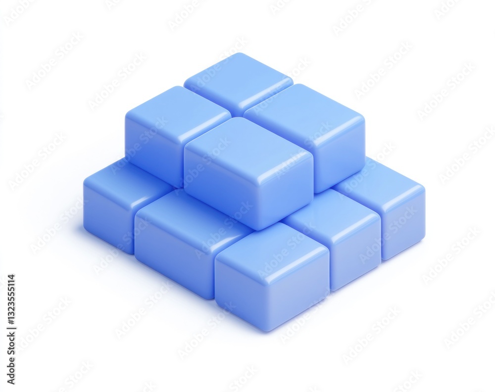 Stack of light blue cubes on white background. Stack of light blue cubes on white background.