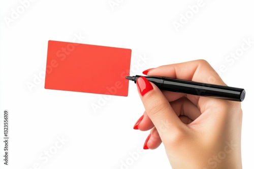 Obraz na płótnie Lefthanded Woman Holding Marker on Empty Background
