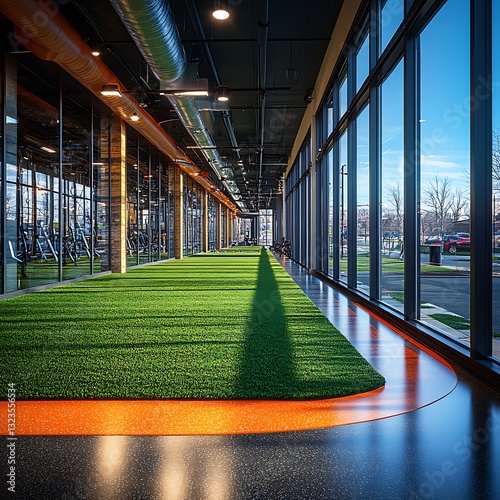 Artificial Turf Inside Gym Durable Sports Flooring High-Quality Indoor Training Space Photo