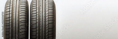 Two car tires displaying detailed tread patterns on a clean white background for tire inspection and evaluation
