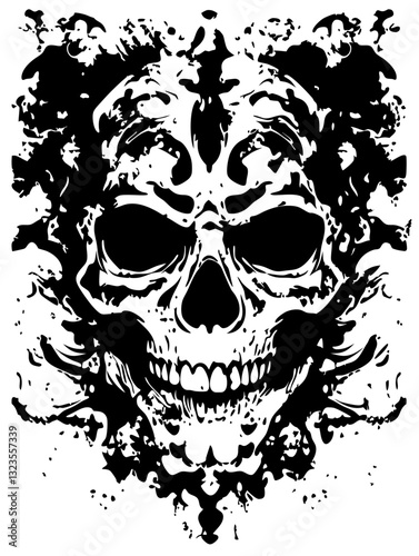 Skull Ink Blot Vector Art for Tattoos and Halloween Decor
