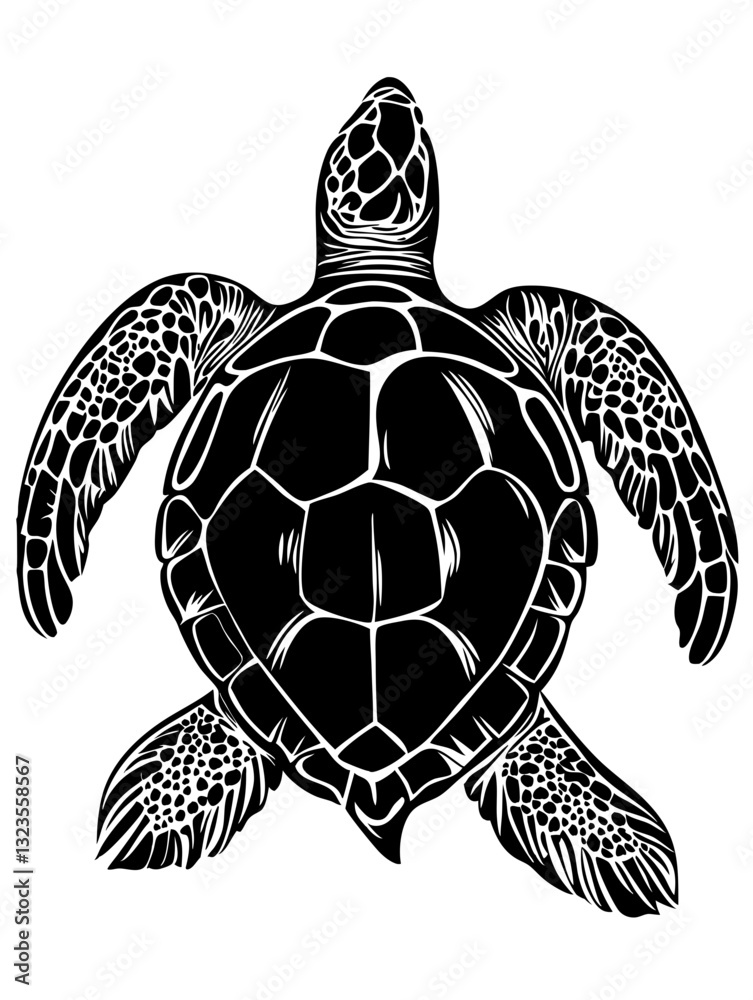 Fototapeta premium Intricate Sea Turtle Vector Art for Tattoos and Coloring Books