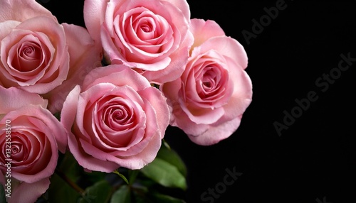 pink roses on black background