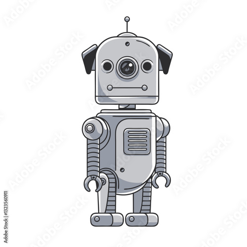 Retro Futuristic Robot Character Design for Tech Illustrations and Creative Projects
