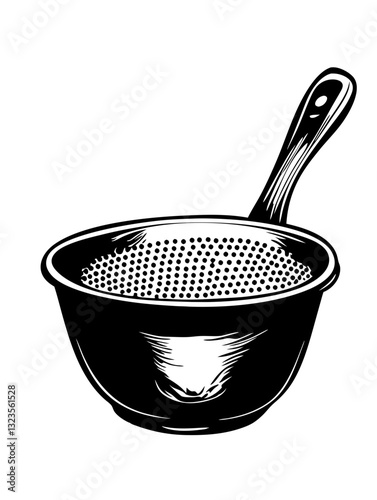 Vintage Kitchen Colander Illustration for Culinary Designs and Decor
