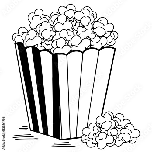 Popcorn Box Vector Illustration for Snacks and Entertainment Themes