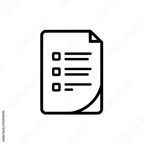A minimalistic and icon of a paper sheet featuring checkboxes and lines suggesting a to-do list or document to be filled
