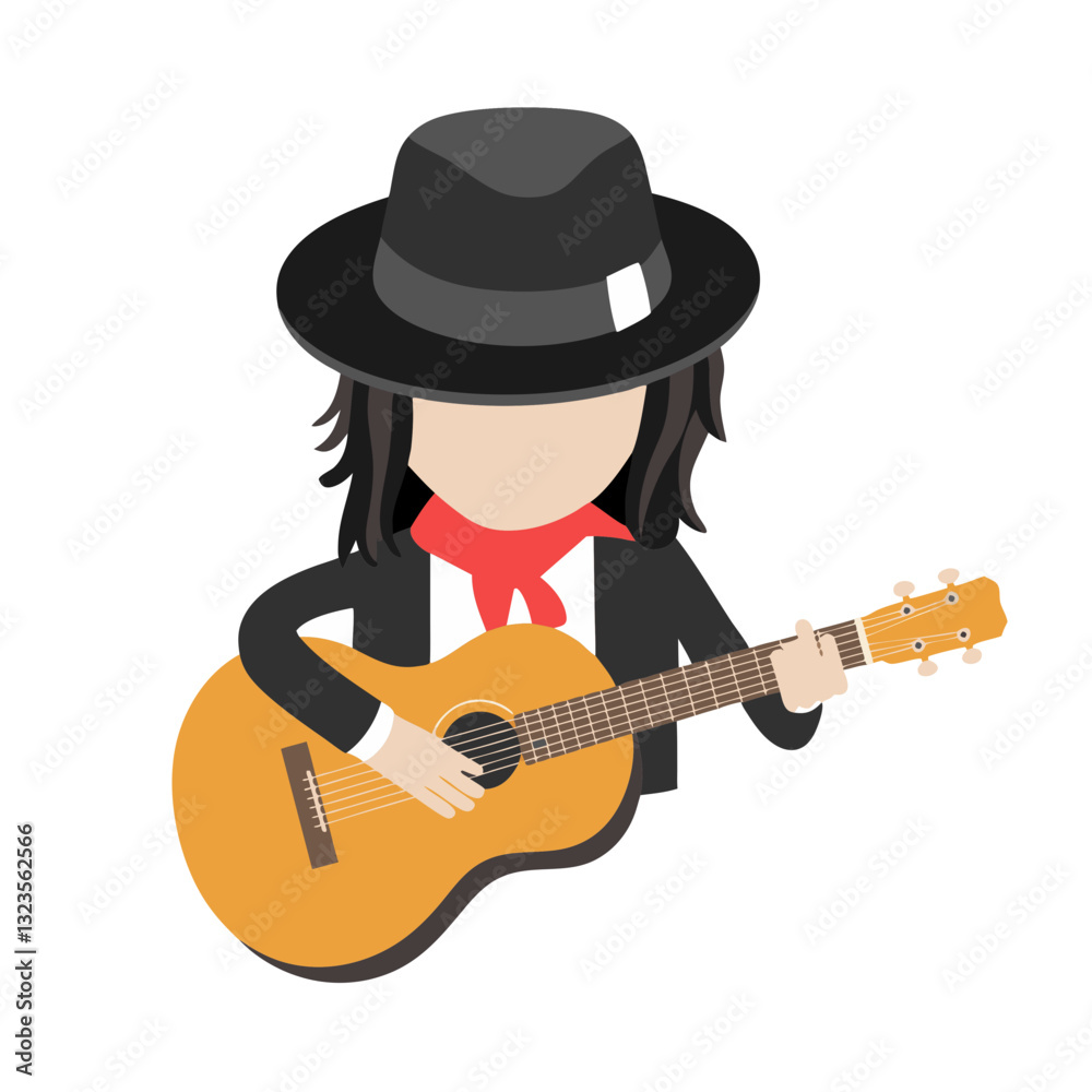 Flamenco Guitarist in Traditional Attire Vector Illustration for Music and Art Projects Flamenco Guitarist in Traditional Attire Vector Illustration for Music and Art Projects