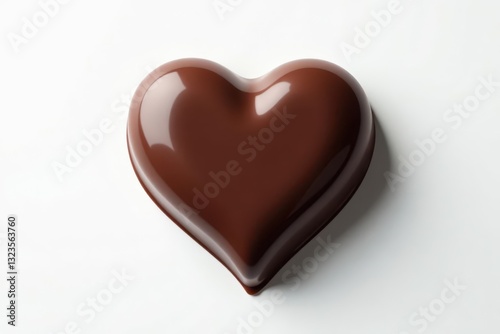 Single milk chocolate heart, pristine white backdrop , gift, food