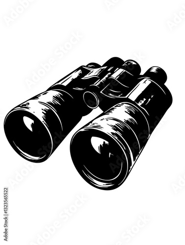 Vintage Binoculars Vector Illustration for Outdoor Adventure and Exploration Designs